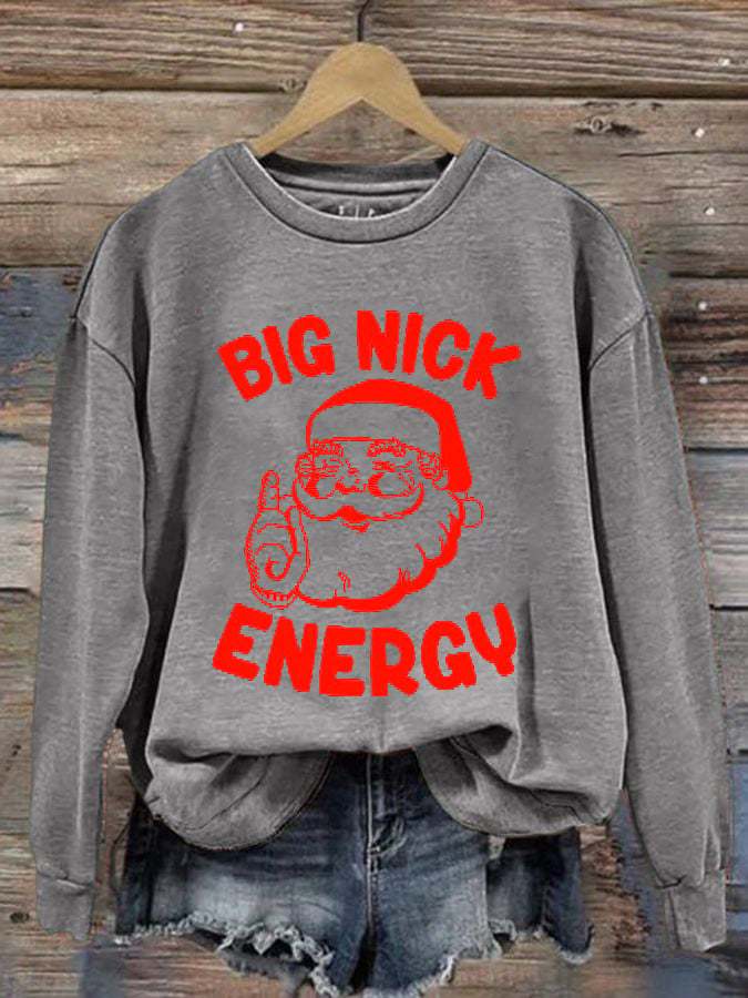 Women'S Big Nick Energy Christmas Print Long Sleeve Sweatshirt