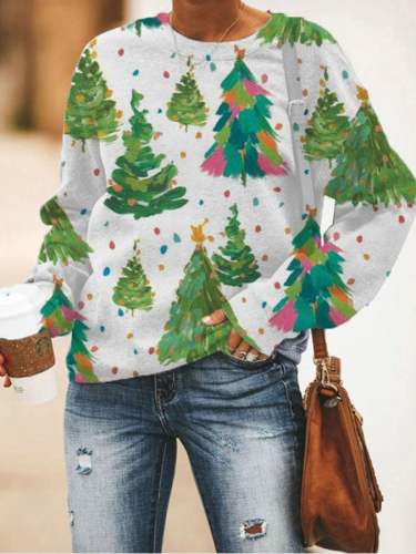 Christmas Print Long Sleeve Sweatshirt