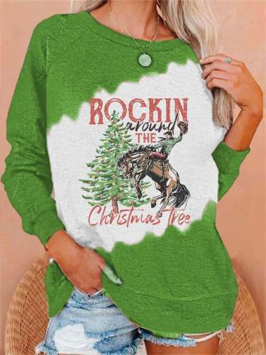 Women's Rockin Around The Christmas Tree Print Sweatshirt