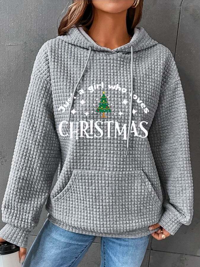 Women's Just A Girl Who Loves Christmas Waffle Hoodie
