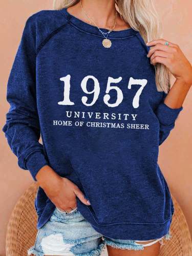 Women's 1957 University Home Of Christmas Cheer Print Casual Sweatshirt