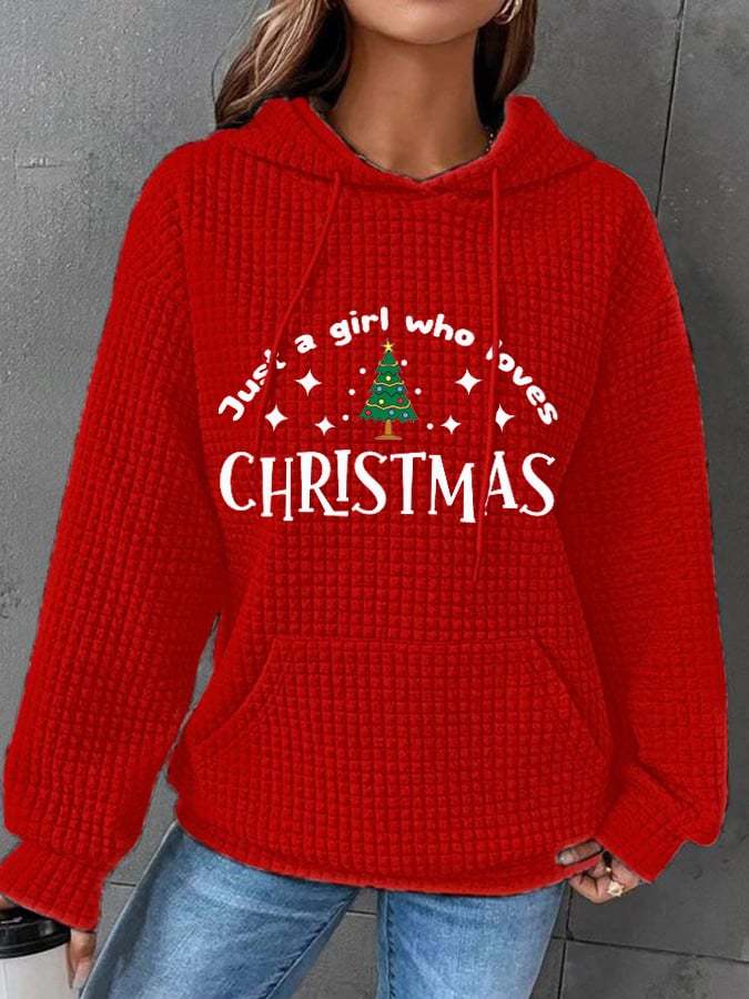 Women's Just A Girl Who Loves Christmas Waffle Hoodie