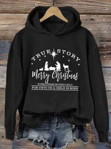 Women's Christian Christmas True Story Lounge Hoodie