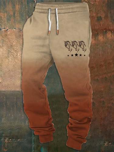 Fleece Western Print Elasticized Waist Sweatpants