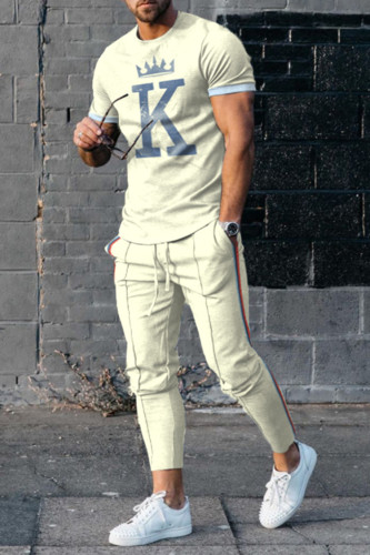 Beige King T-Shirt And Pants Two-Piece Set