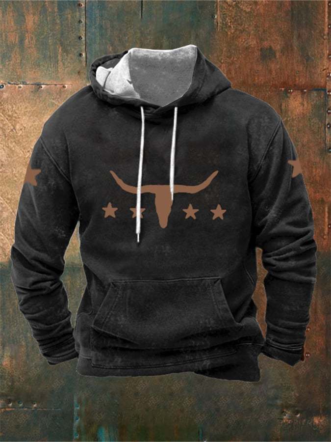 Men'S Retro Print Hoodie