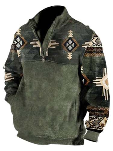 Men's Western Aztec Relaxed Zip Sweatshirt