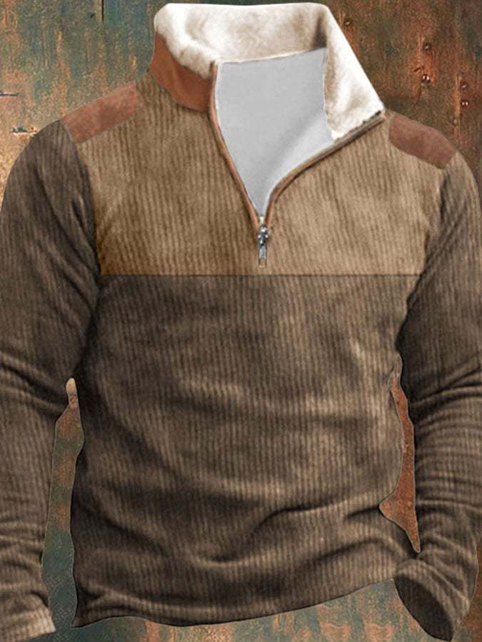 Casual Zipper Stand Collar Long Sleeve Printed Sweatshirt