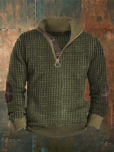 Men's Stand Collar Zipper Long Sleeve Casual Sweatshirt