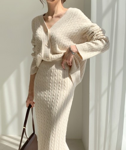 Temperament Slim Knitted Sweater Two-piece Suit