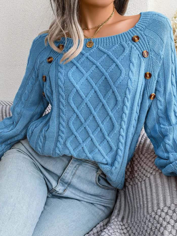 Alexandra Solid Cable Knit Sweater