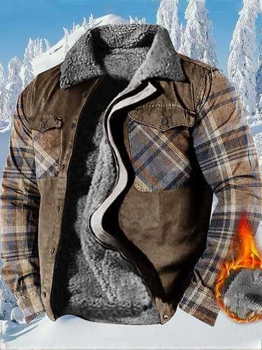Men's winter velvet retro plaid jacket