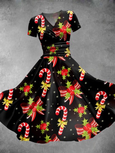 Women's Retro Christmas  Print Casual Dress