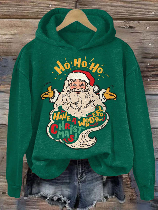 Women's Have a Wonderful Christmas Print Casual Hoodie