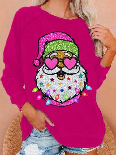 🔥Buy 3 Get 10% Off🔥Women's Shiny Santa Print Sweatshirt