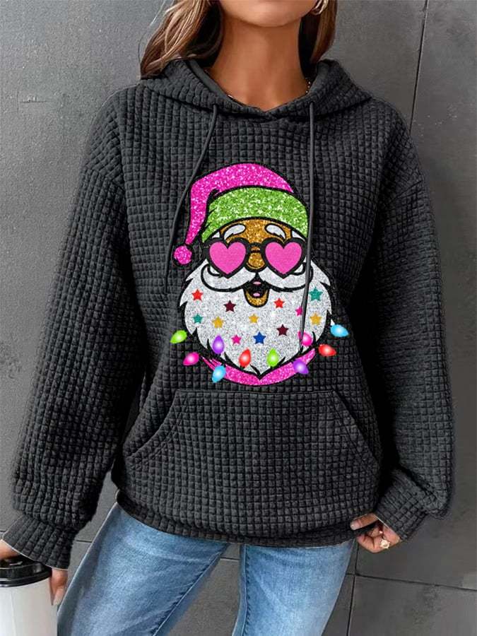 🔥Buy 3 Get 10% Off🔥Women's Shiny Santa Claus Printed Casual Checkered Sweatshirt