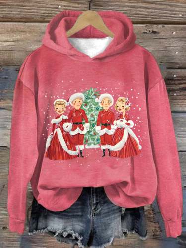 Women's Christmas Print Hoodie Long Sleeve Sweatshirt
