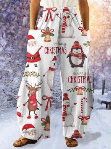 Winter Christmas Printed Casual Pants