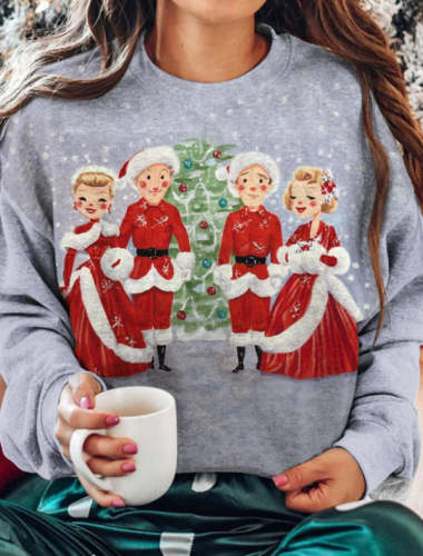Womens Merry Christmas Printed Long Sleeve Top