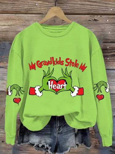 Women's My Grandkids Stole My Heart Print Casual Sweatshirt