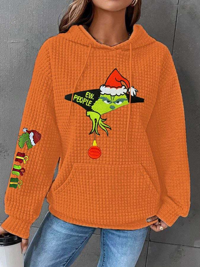 Women's Ew People Christmas Casual Waffle Hoodie