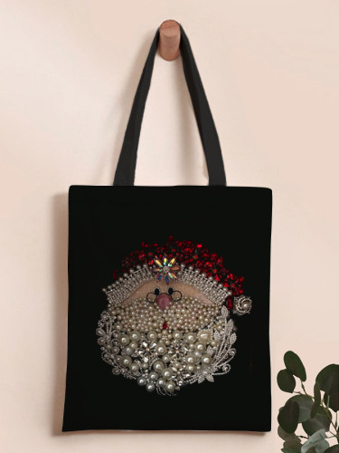 Retro Santa Jewelry Print Shoulder Canvas Bag
