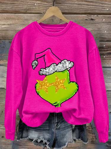 Women's Christmas Print Crew Neck Pullover