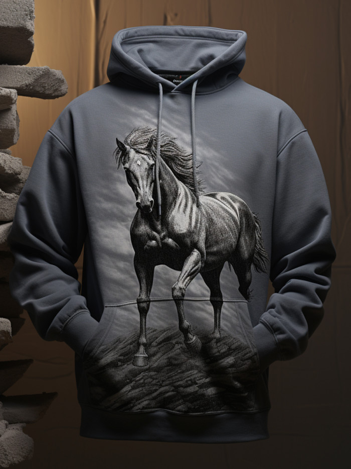 Western Vintage Horse Print Hoodie