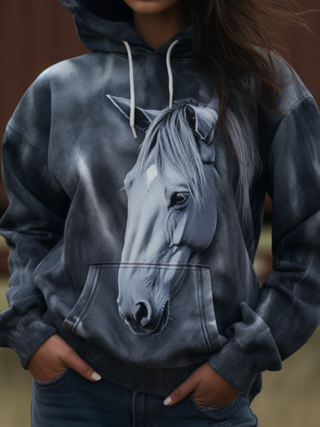 Western Horse Print Hoodie