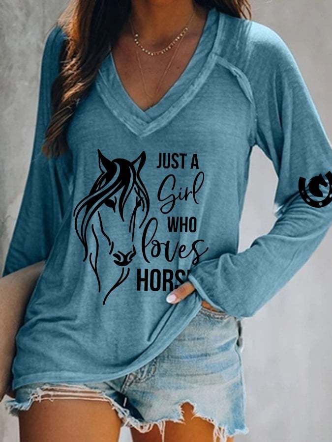 Women's Just A Girl Who Loves Horses Casual T-Shirt