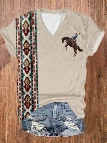 Women's Western Print Casual T-Shirt