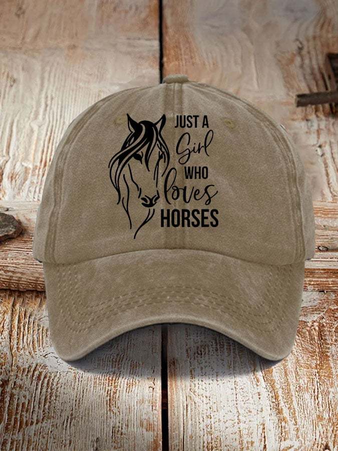 Just A Girl Who Loves Horses Print Hat