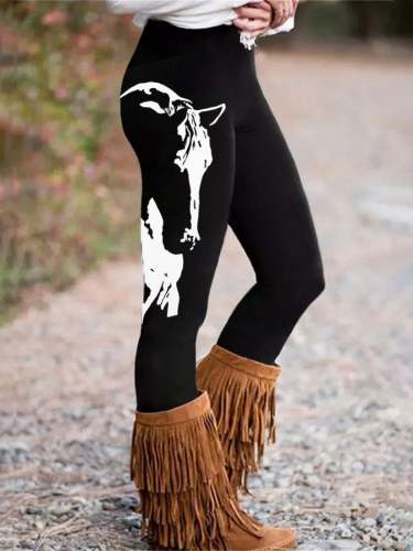 Women's Horse Silhouette Print Leggings