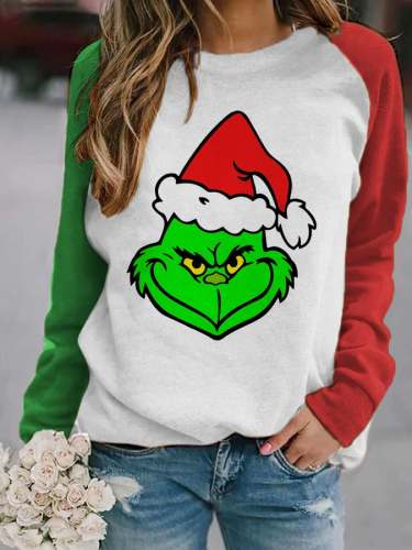 Women Christmas Cartoon Print Sweatshirt