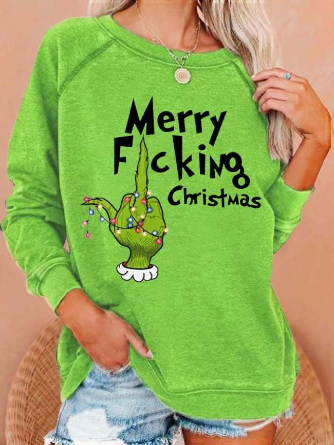 Women's Funny Merry F*cking Christmas Casual Sweatshirt