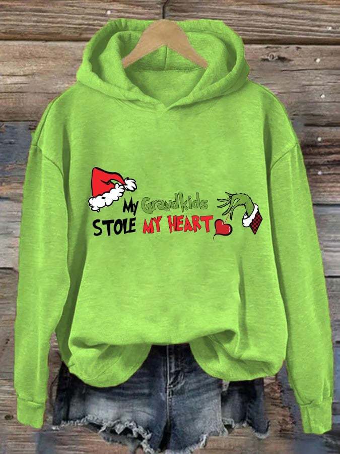 Women's My Grandkids Stole My Heart Print Casual Hoodie