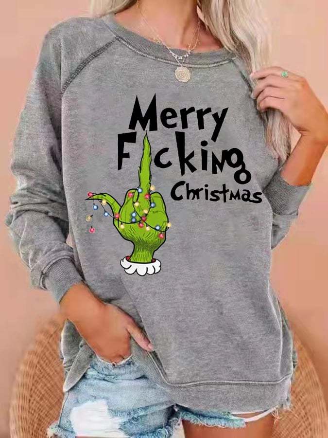 Women's Funny Merry F*cking Christmas Casual Sweatshirt