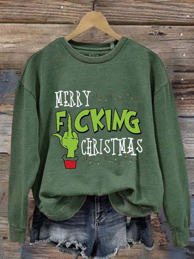 Women's Merry F*cking Christmas Printed Casual Sweatshirt