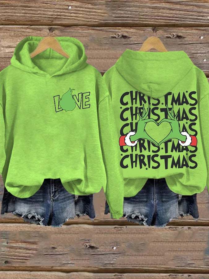 Women's Love Christmas Print Casual Hoodie