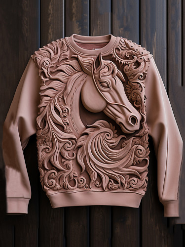 Winter Pink Horse Art Print Sweatshirt