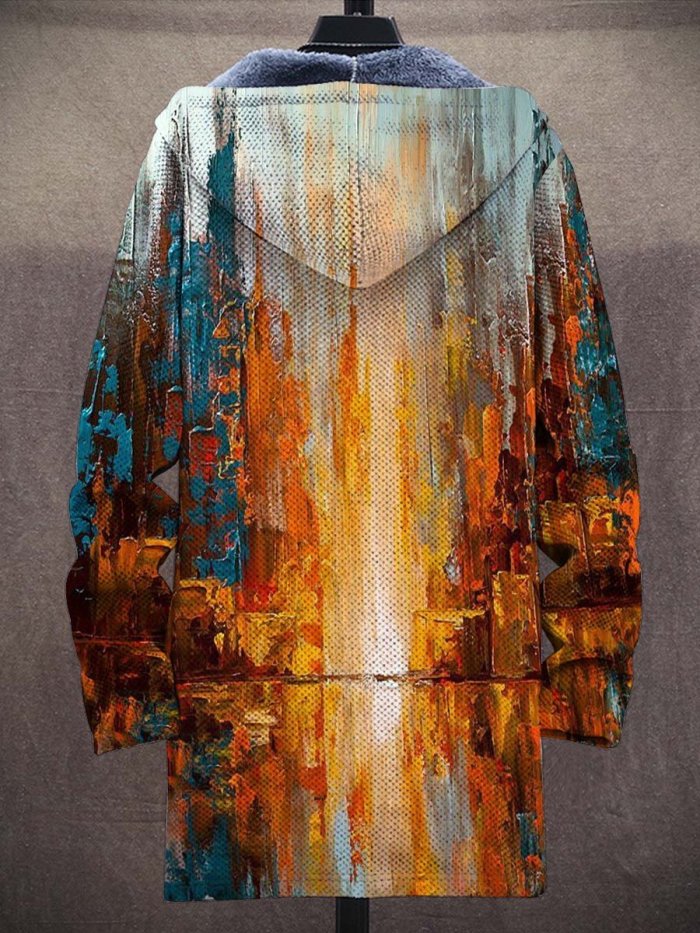 Men's Color Oil Painting Art Fathion Plush Thick LongSleeved Sweater