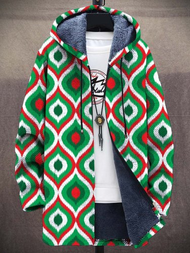 Men's Christmas Fashion Plush Thick Long-Sleeved Sweater Coat Cardigan
