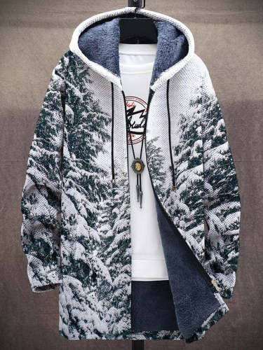 Men's Snow Christmas Tree Long-Sleeved Sweater Coat Cardigan