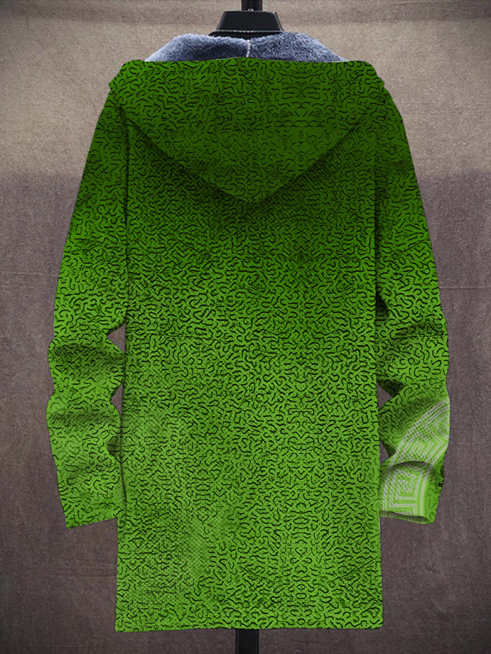 Simple Art Print Casual Plush Thick Long-Sleeved Sweater Coat Cardigan