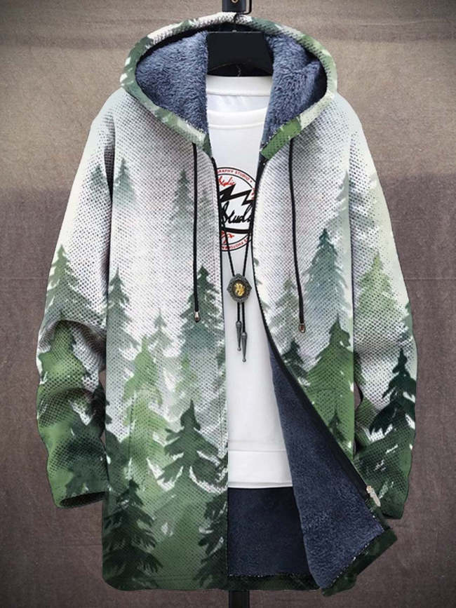 Men's Art Color Long-Sleeved Fleece Sweater Coat Cardigan