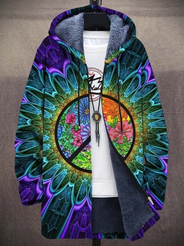 Men's Hippie Fashion Plush Thick Long-Sleeved Sweater Coat Cardigan