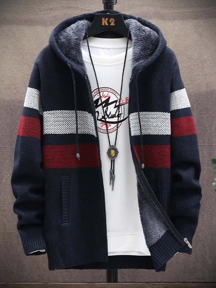 Men's Plush Thick Sweater Loose Knitted Sweater Long-Sleeved Sweater Coat Cardigan