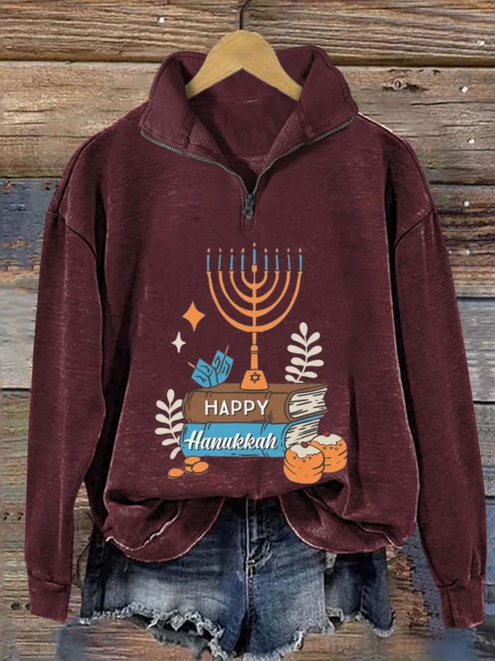 Happy Hanukkah Art Print Casual Hoodie Sweatshirt