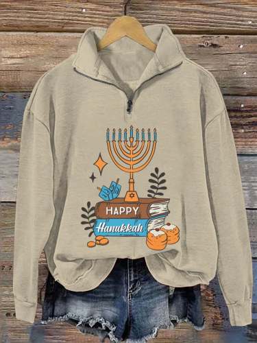 Happy Hanukkah Art Print Casual Hoodie Sweatshirt
