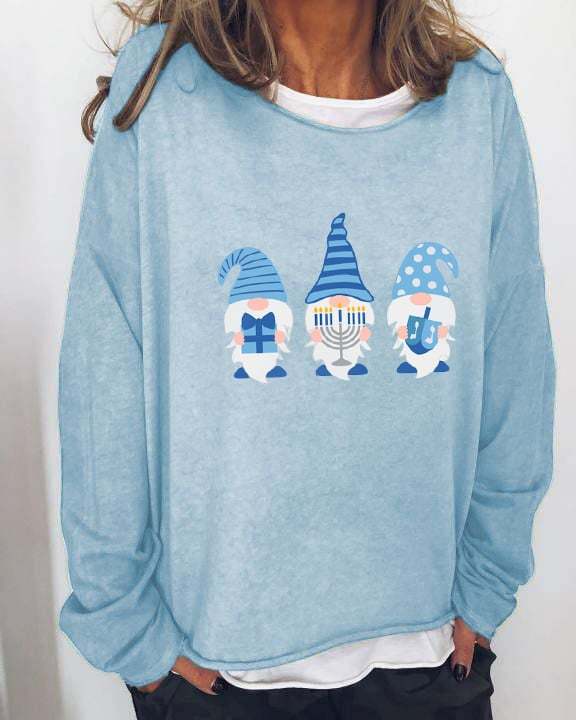 Women's Hannukah Gnomes Print Sweatshirt